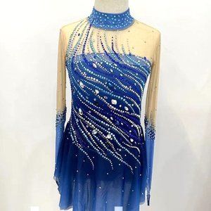 COPY - New Figure Skating Dress Size 10 (5~8T) with Hair Scrunchies (120~130cm)